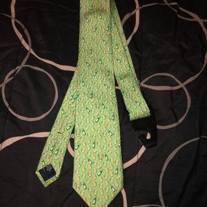 Light Green Silk Tie Red Nosed Rein BEER Reindeer